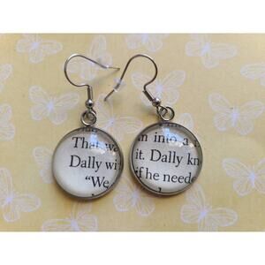 Dally Winston pendant earrings made with The Outsiders book pages